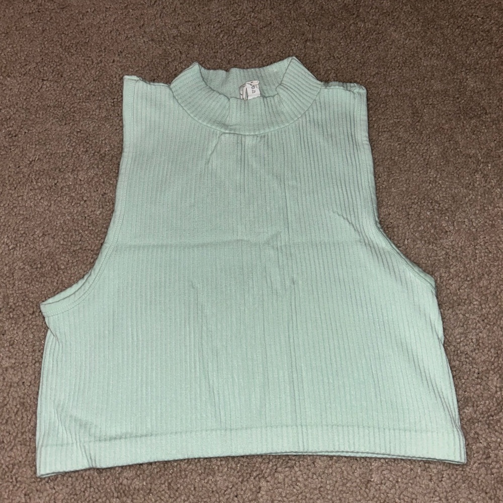 Mint mock neck crop top